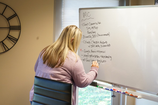 writing on a whiteboard